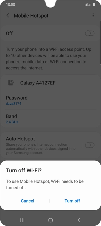 If Wi-Fi is turned on, press Turn off.