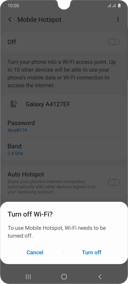 If Wi-Fi is turned on, press Turn off.