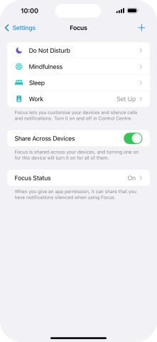 Press the required focus mode.