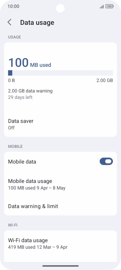 The total data usage is displayed.