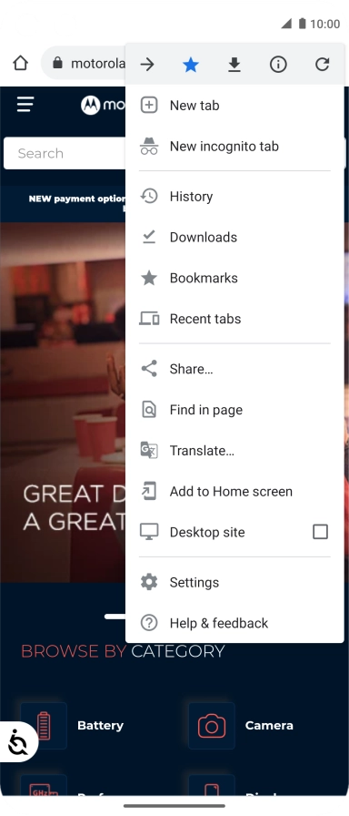 Press the star to add the bookmark.