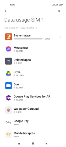 The total data usage is displayed.