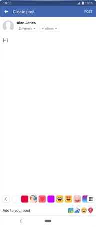 Write the required text and press POST.