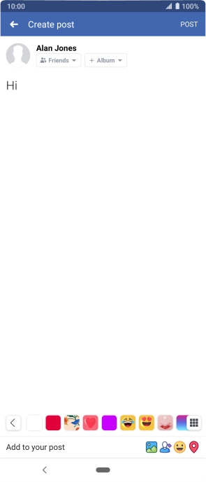 Write the required text and press POST.