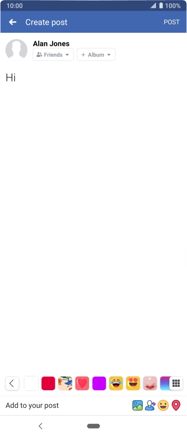 Write the required text and press POST.