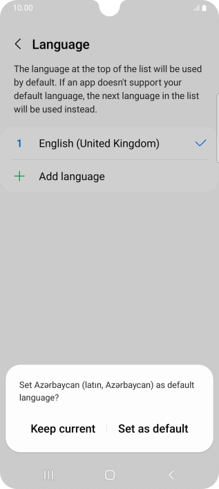 To select the new language as the default phone language, press Set as default.