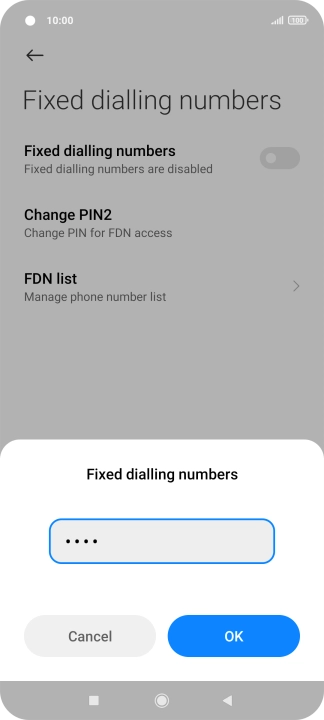 Key in your PIN2 and press OK. The default PIN2 is 1111.