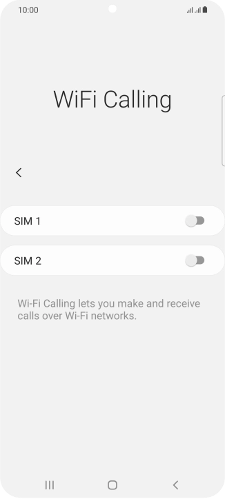 Press the indicator next to the required SIM to turn the function on or off.