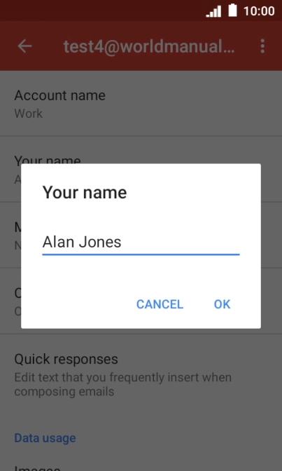 Key in the required sender name and press OK.