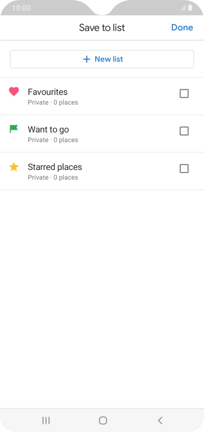 If you select New list, follow the instructions on the screen to create a new list.