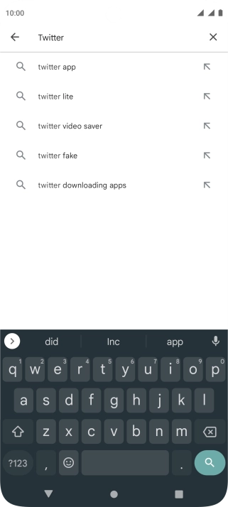 Key in Twitter and press the search icon.