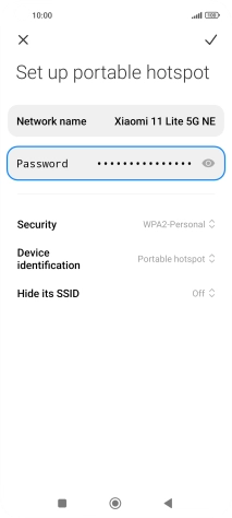 Press Network name and key in the required name for the Wi-Fi hotspot.