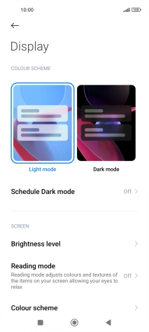 Press Brightness level.