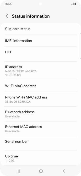 Your phone's EID number is displayed below EID.