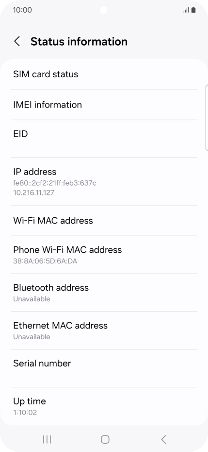 Your phone's EID number is displayed below EID.