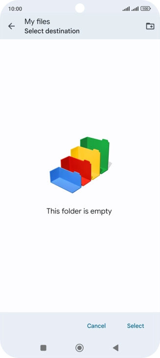 To create a new folder, press the new folder icon and follow the instructions on the screen to create a new folder.