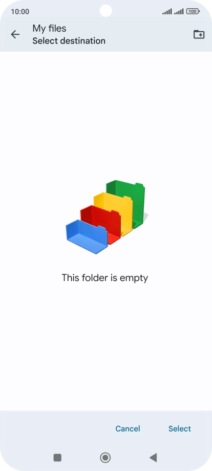 To create a new folder, press the new folder icon and follow the instructions on the screen to create a new folder.
