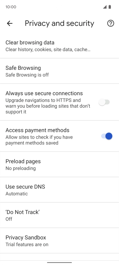 Press Clear browsing data.