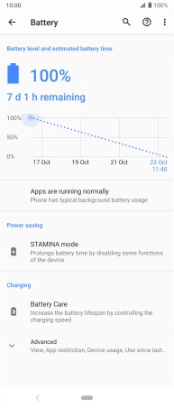 Press the required setting and follow the instructions on the screen to select the required low power mode.