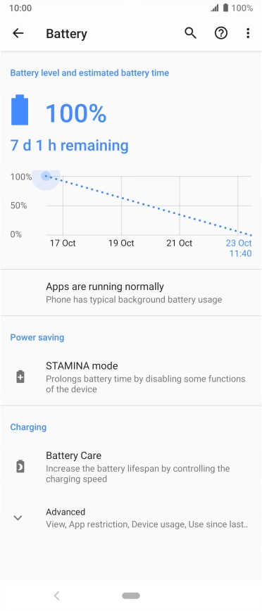 Press the required setting and follow the instructions on the screen to select the required low power mode.