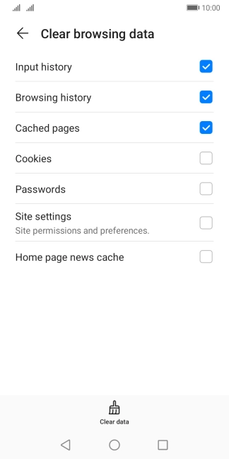 Press the fields next to the required data types.