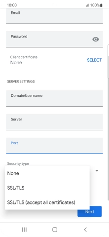 Press the required setting.
