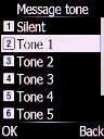 Select the required message tones to hear them.