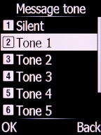 Select the required message tones to hear them.