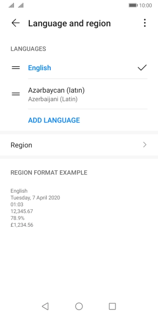 To select the new language as the default language at a later time, press the move icon next to the required language and drag it to the top of the list.