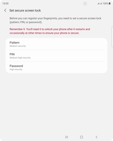 Press the required phone lock code and follow the instructions on the screen to create an additional phone lock code.