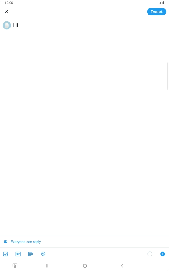 Write the required text and press Tweet.