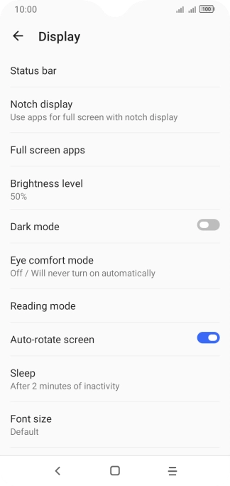 Press Brightness level.