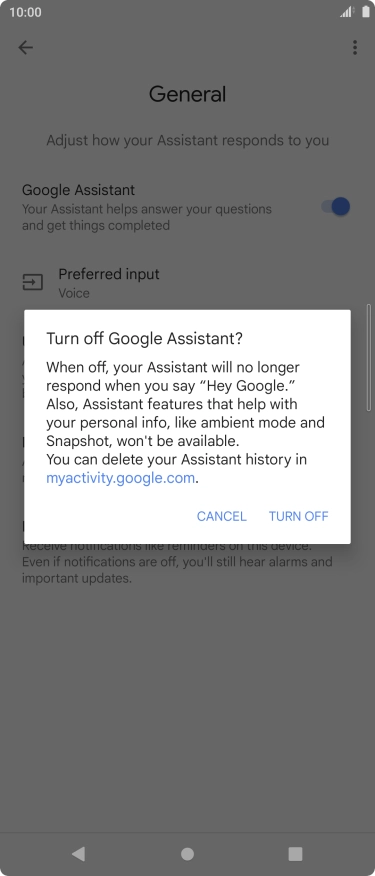 If you turn off the function, press TURN OFF.