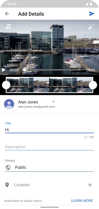 Key in the required text and press the upload icon.