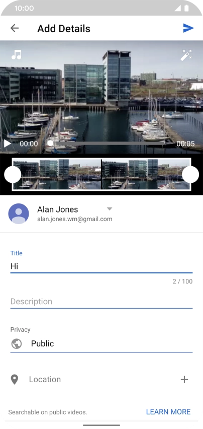 Key in the required text and press the upload icon.