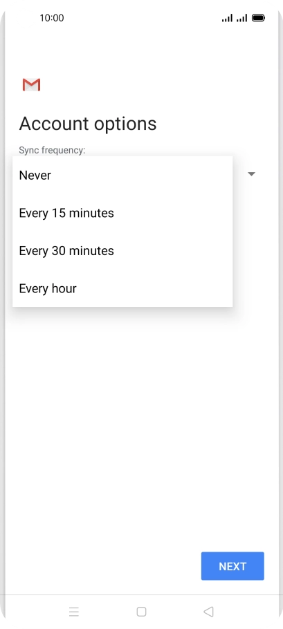 Press the required setting.