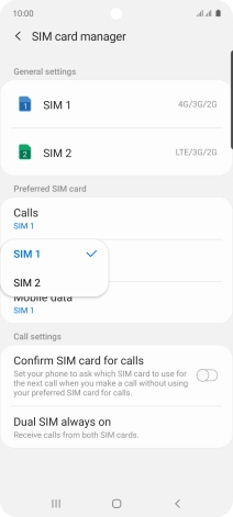 Press the required SIM.