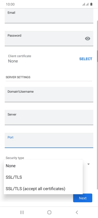 Press the required setting.