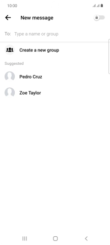 Press the search field and key in the first letters of the recipient's name.