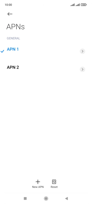 Press the required data connection to activate it.