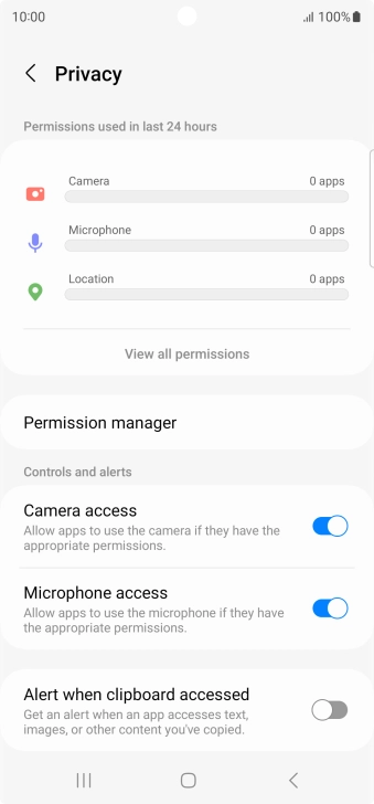 Press Permission manager.