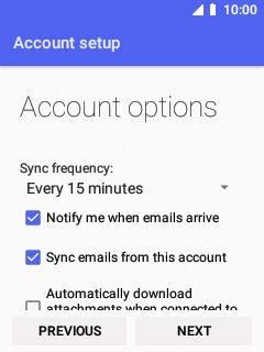 If this screen is displayed, your email account has been recognised and is being set up automatically. Follow the instructions on the screen to key in more information and finish setting up your phone.