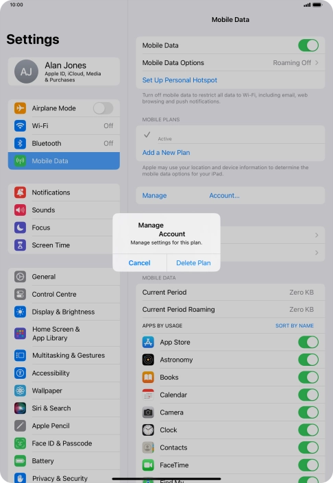 Press Delete Plan.