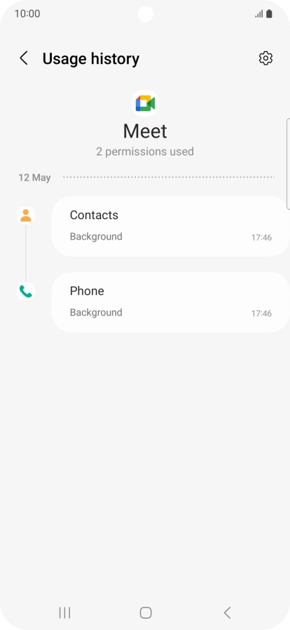 The app activity for the selected app is displayed.