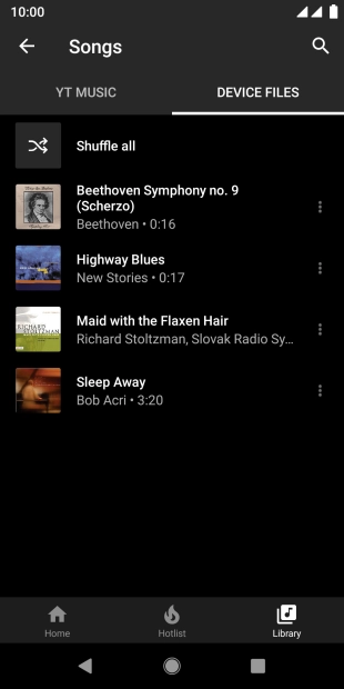 Press the required audio file.