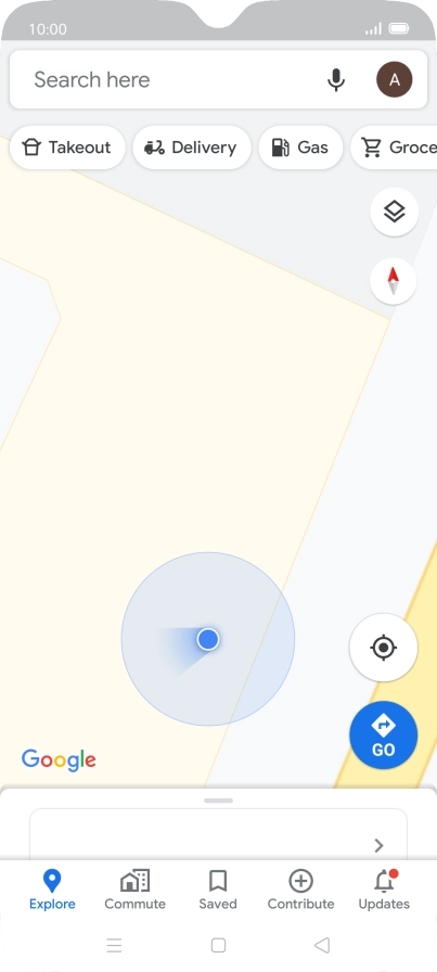 Press the search field and key in the required destination.