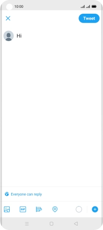 Write the required text and press Tweet.