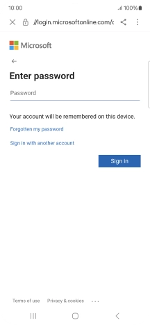 Press Password and key in the password for your email account.