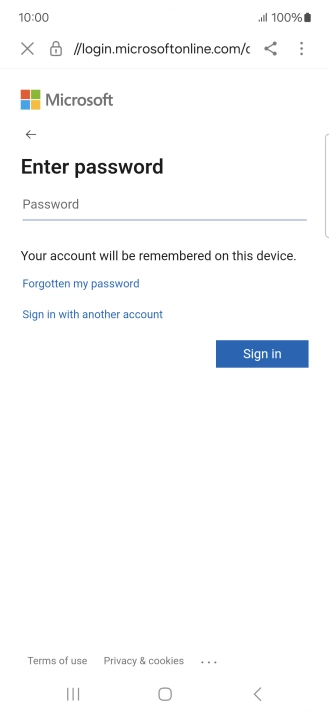 Press Password and key in the password for your email account.