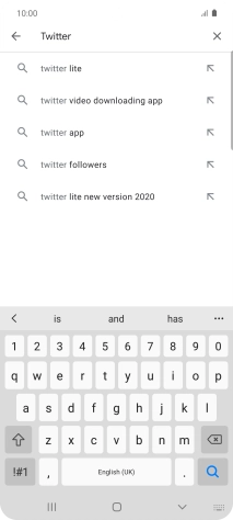 Key in Twitter and press the search icon.